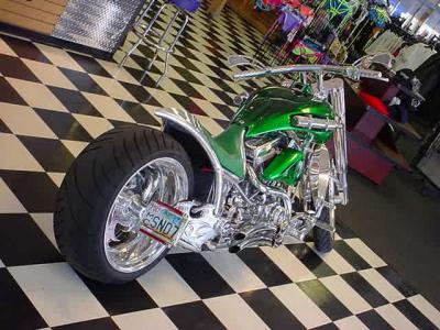 beautiful custom green motorcycle