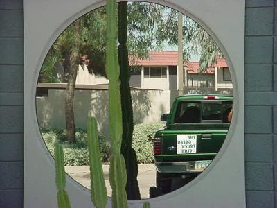 the green truck reflection<br>at Tempe camera