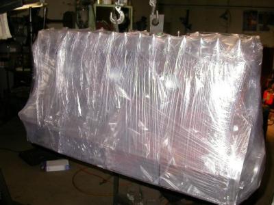 Shrink wrapped engine from machine shop