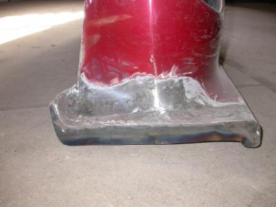 Rebuilt fender before final filling and painting