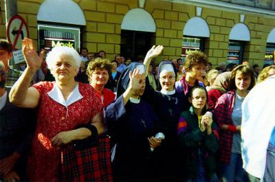 crowds lined the streets