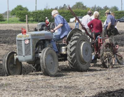Tractor ploughing.