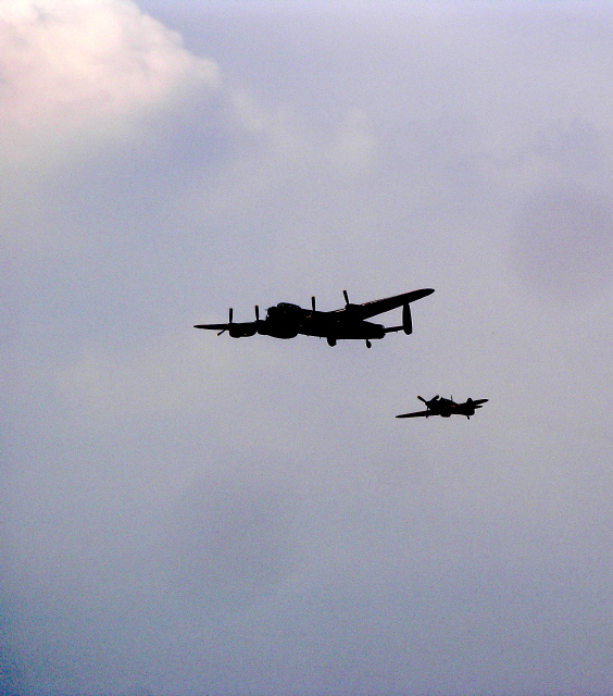 Lancaster & Spitfire flypast.