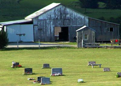 Rural cemeteries often blend into the living community