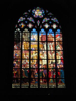 Stained glass window in cathedral