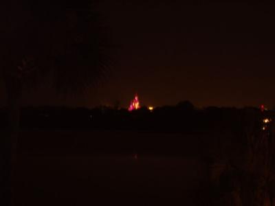 Some blurry nighttime snaps of the view from our window - we could see Cinderella's Castle