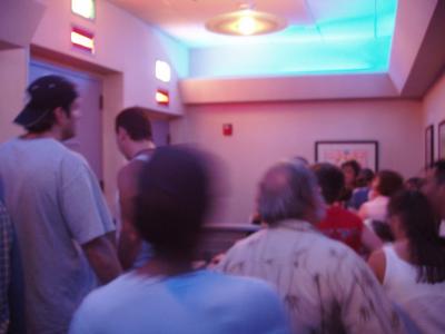 Waiting in line for the Aerosmith Rock 'n' Roller Coaster