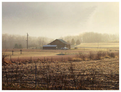 Most of PA is farm country (farm, fog, mist)