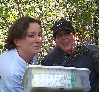 Anna and Kim with cache at Big Rock