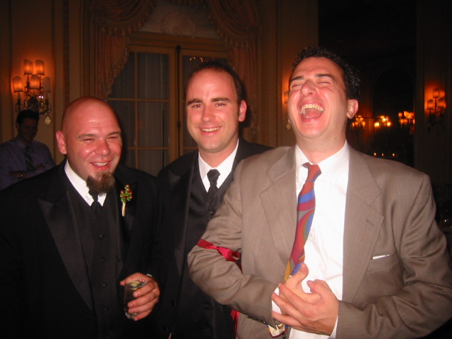 The single guys: Nick, Roman and Rico (with his single guy arm band)