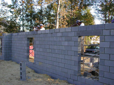 Front wall nears completion