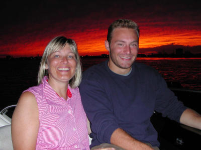 Mom and Dan with sunset