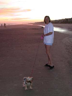 Walking the beach at sunset