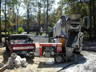 Preparing for cement shooting 11/8/2001