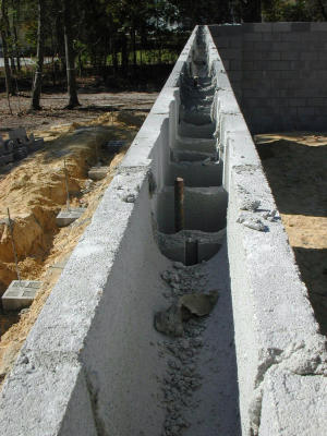 The upper row ready for cement filled cap