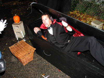 Vampire (this guy was in the casket in his backyard all night!)