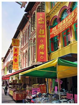 The colorful shophouses at China Town