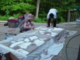 beginning stone fireplace from styrofoam