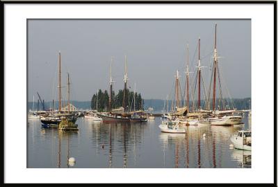 ....lie quietly at rest. (Maine, harbor, Boothbay, reflections, sailboats)
