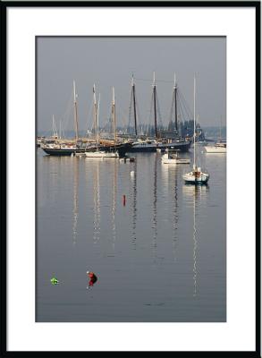 (Maine, harbor, Boothbay, reflections, sailboats)