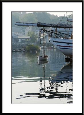 Tender (Maine, harbor, Boothbay, reflections, sailboats)