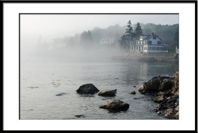 ...and view from Ocean Point Inn. (home, house, fog, Maine)