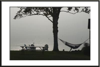 ....in the hammock! (Hammock, leisure, Maine, fog)