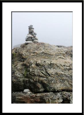 Signs of childrens' play on the rocks