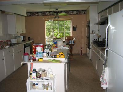 standing where table will be... looking north at the kitchen