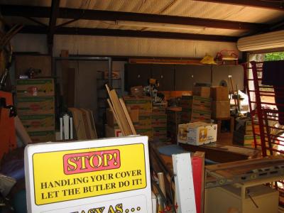the garage... lots of boxes!