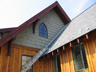 Installation of the Nailite shingles is almost complete - in the garage gable,
