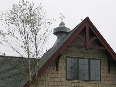 Icing on the garage gable in front - and the icing was salvaged from a 100+ year old home