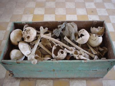 bones being catalogued at Tuol Sleng Museum (Phnom Penh)