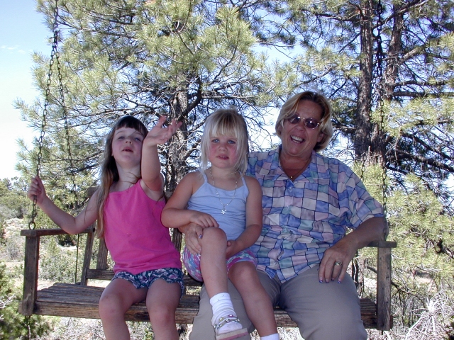 <small>Taya, Kaelyn & Grandma<br>on the swing</small>