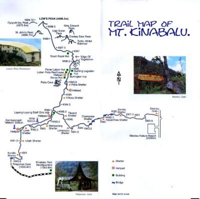 Map of the trek up Kinabalu