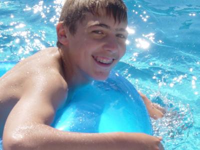 adam in the pool