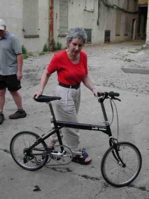 5 Boro Bicycle Club rider Susan Levine returns from her test hop....