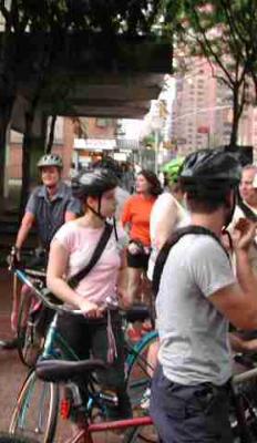 Pre-ride socializing is all part of the fun...Nice bike!...