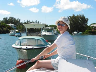 Cherrie on Bruce & Michelle's boat.