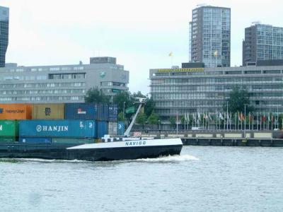 Container transport in front of Boompjes boulevard