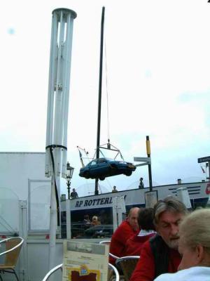 A car was hoisted from a ship
