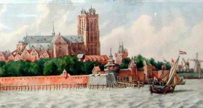 Old aquarel of Groote Kerk