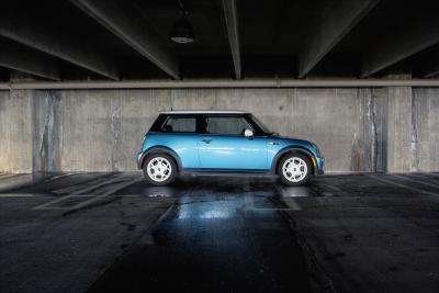 My MINI Cooper S at a parking garage.  Although I fear for the structural integrity of the place, it makes for a nice composition.
