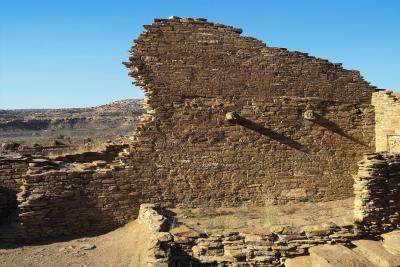 This is a section of wall at Pueblo Bonito in Chaco Canyon.  The protrusions from the wall are logs used to support ceilings and floors in the original structure.
