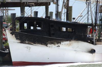Boat Fire in Kemah Texas on July 4th
