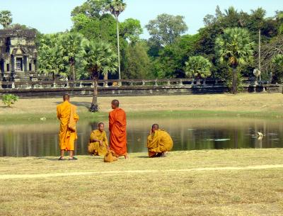 Monks in the grounds of Angkor Wat