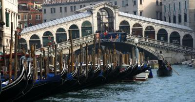 Gondolas at Rialto Bridge, Venice