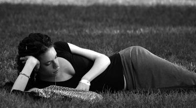 reading in the grass