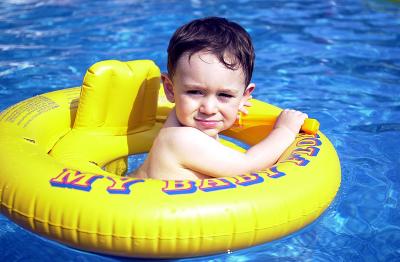 Brian goes in the big pool
