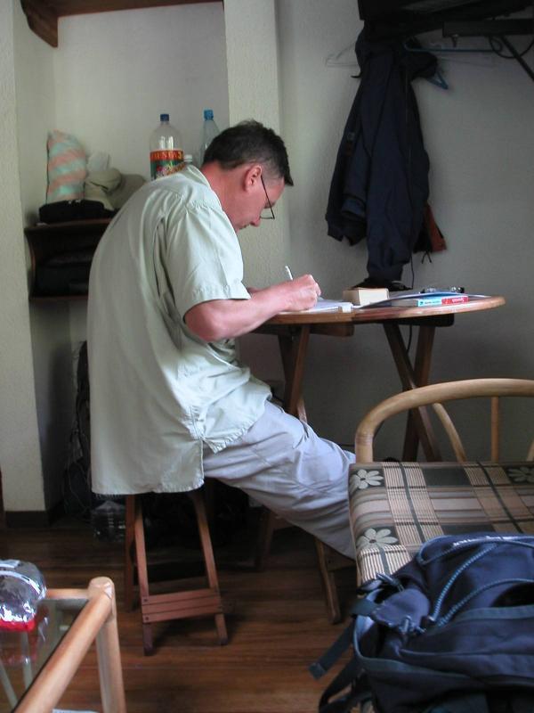 Peter studying hard